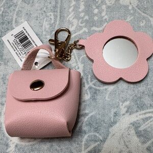 Pink mini purse with flower mirror NWT